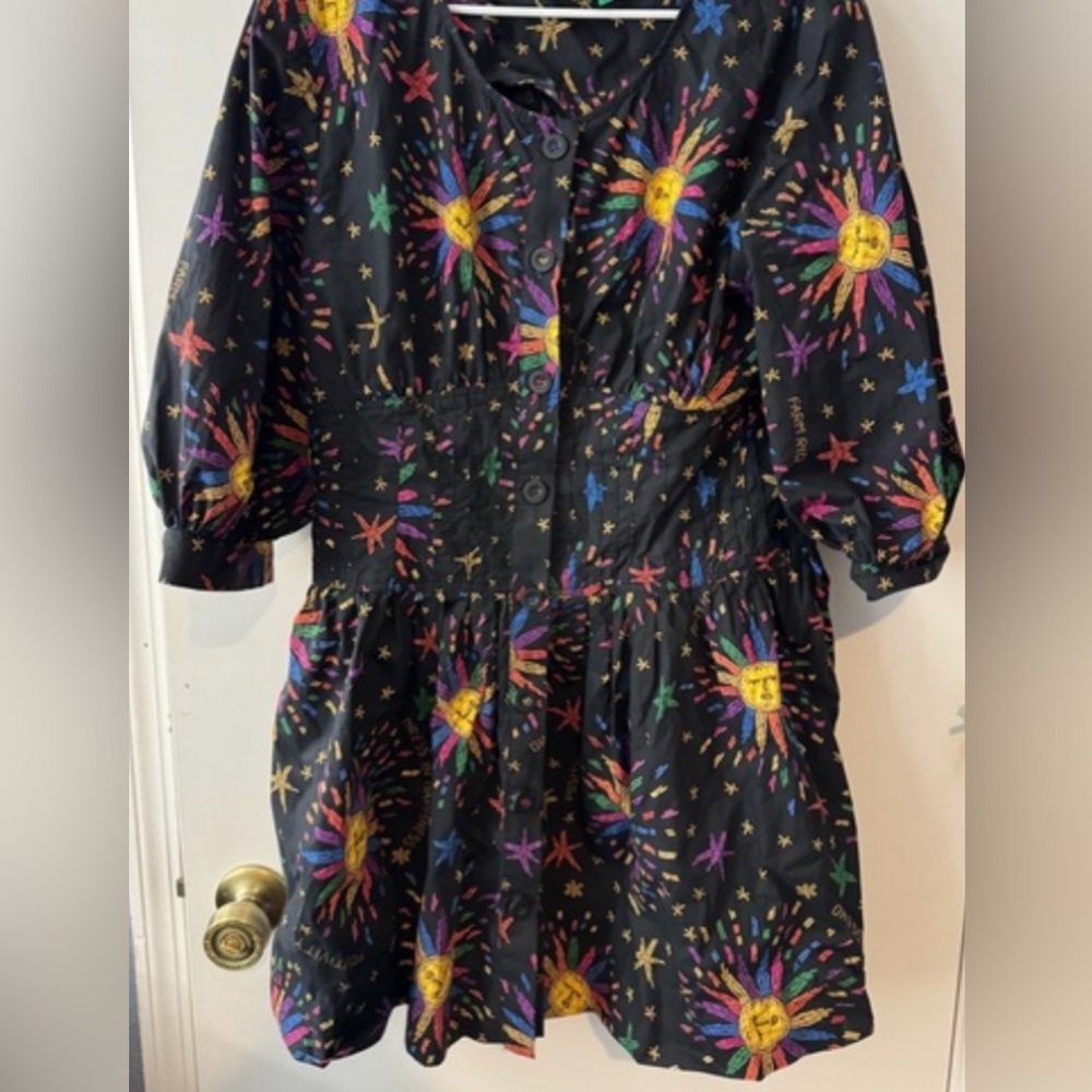 FARM Rio Black Mini Dress with Rainbow Sunburst Embroidery - Picture 4 of 6
